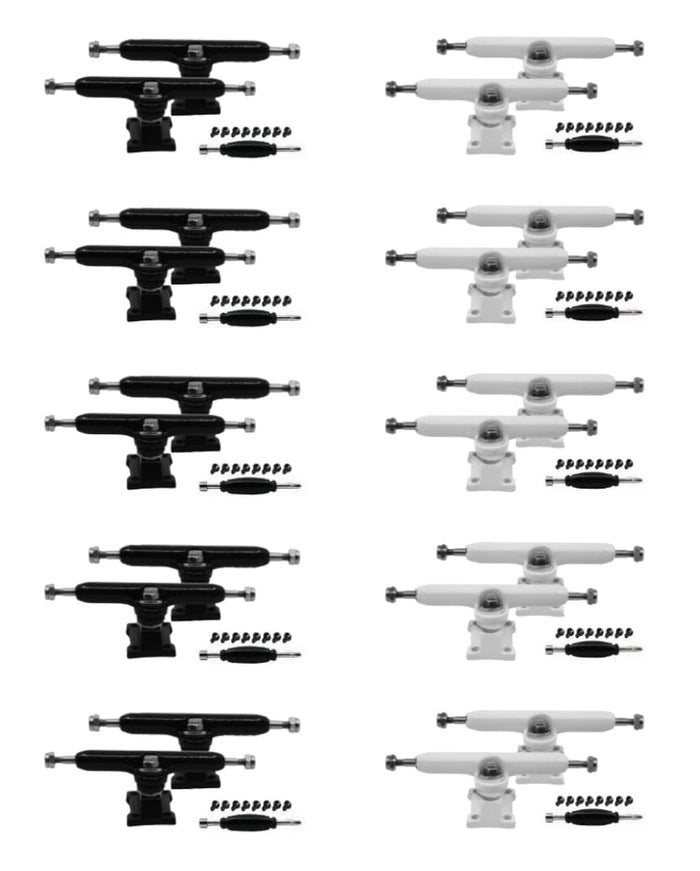Teak Tuning 10pk Maker Series Professional 32mm Shaped Prodigy Trucks, Black and White Colorways