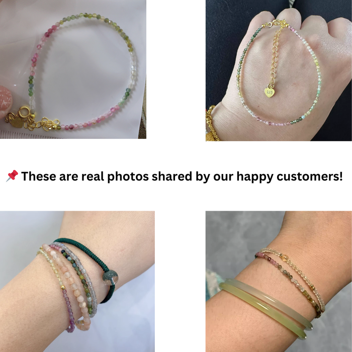 Multicolor Natural Tourmaline Gemstone Bracelet Women