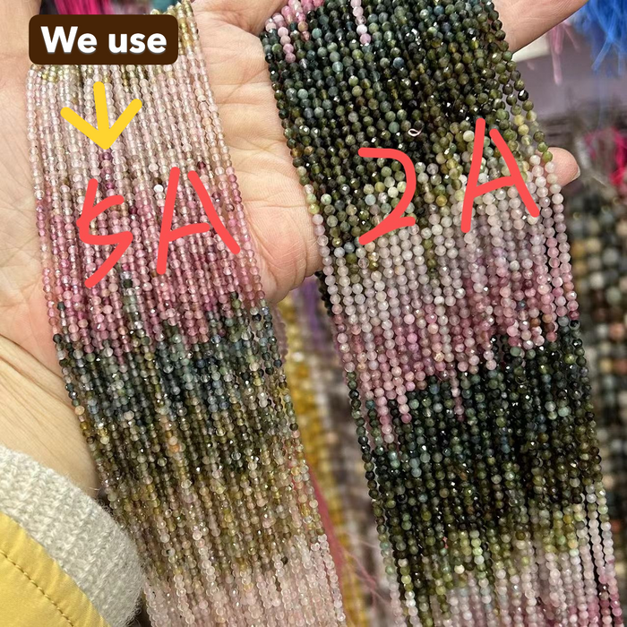 5A Grade Natural Tourmaline Bracelet 14K Gold Chain