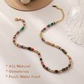 18k gold plated chakra gemstone pearl necklace natural healing crystals