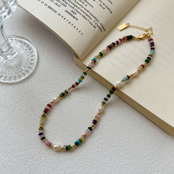 natural gemstone necklace healing crystal gold plated pearl jewelry mindful style