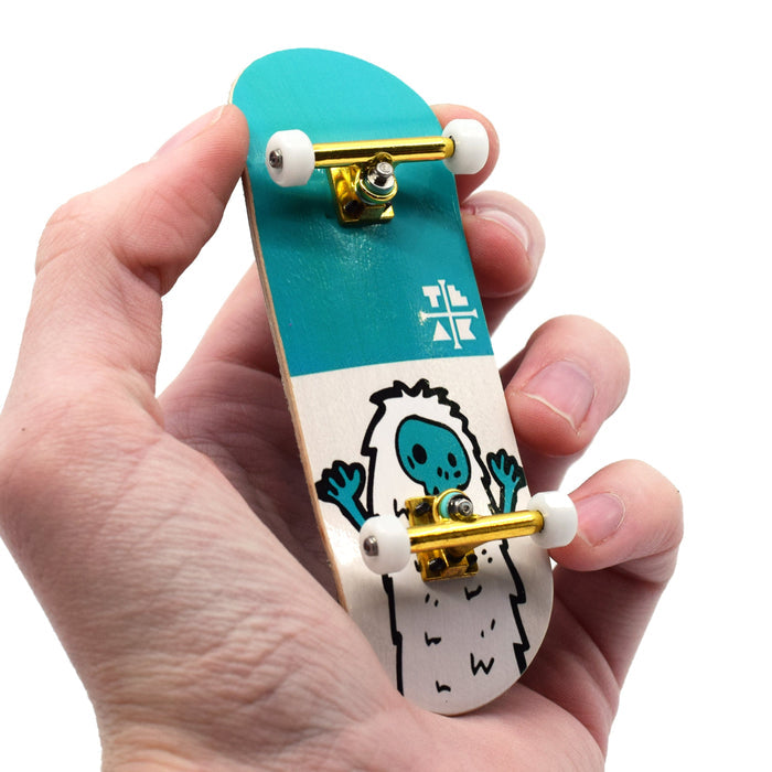 Teak Tuning 32mm Prolific Gen2 Fingerboard Complete - "Teal Yeti" Graphic - Gen2 Prodigy Trucks + Pro Duro Bubble Bushings