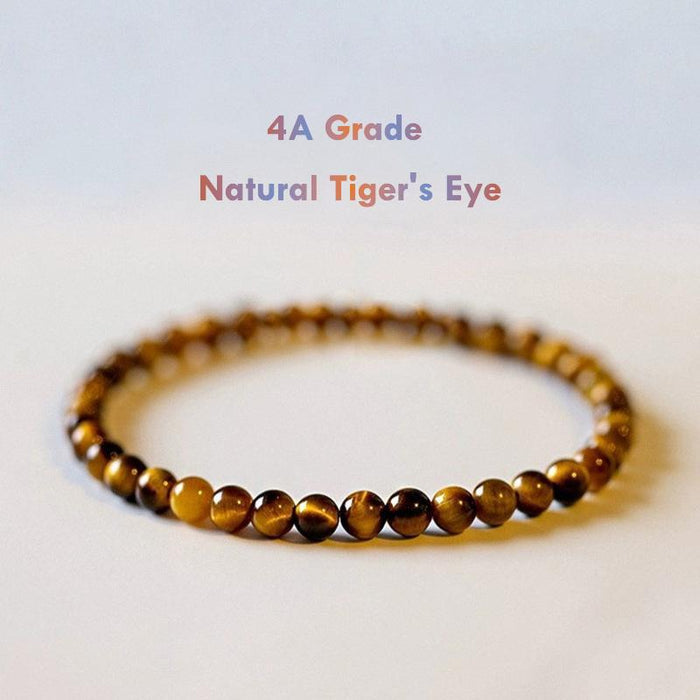 4mm Tiger Eye Bracelet Natural Brown Gemstones
