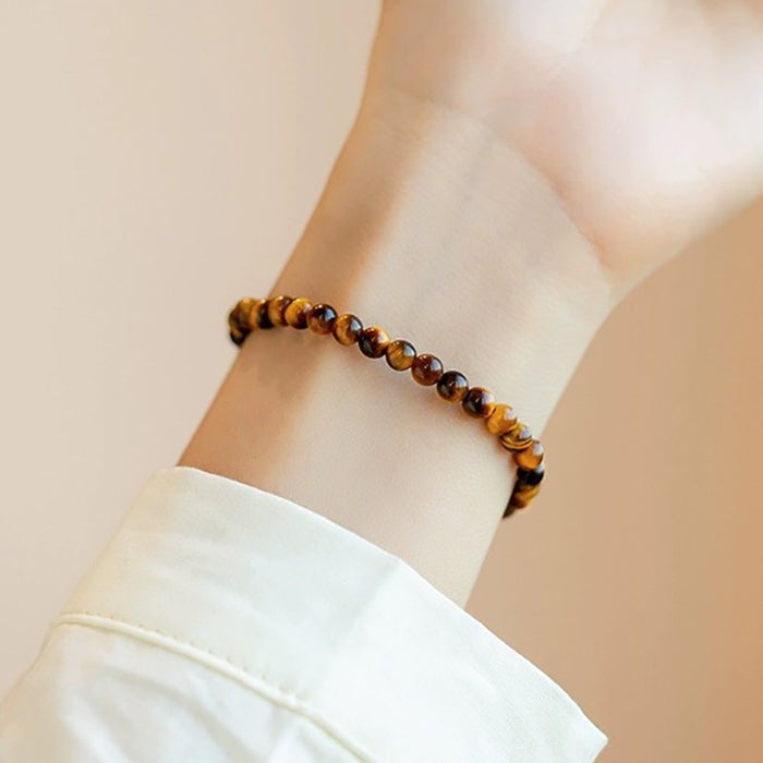 4mm Tiger Eye Bracelet Natural Brown Gemstones
