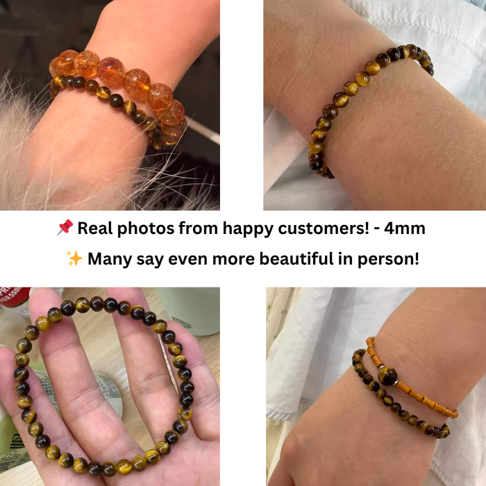 Unisex Minimalist Tiger Eye Bead Bracelet