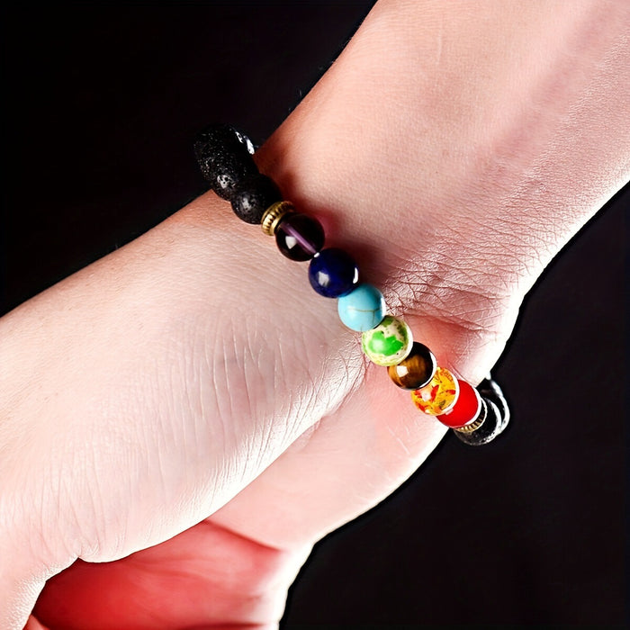 Chakra Lava Beads Bracelet for Energy & Healing