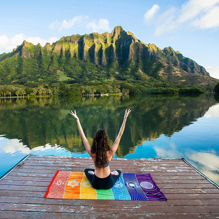 chakra alignment yoga mat for meditation and yoga practice