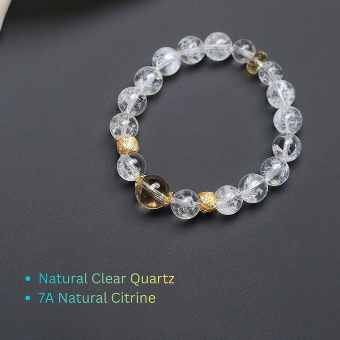 Natural clear quartz crystal stretch bracelet