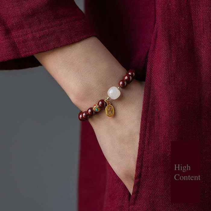 8mm Red Cinnabar Bracelet for Women – Elegant Blessing Jewelry