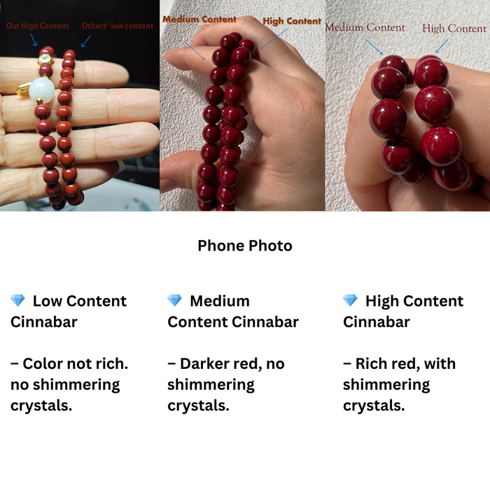 High-Content Red Cinnabar Beads Close-Up