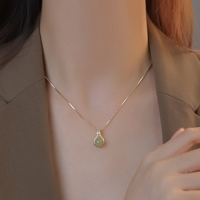 925 Silver Hetian Jade Lucky Bag Necklace for Daily Wear