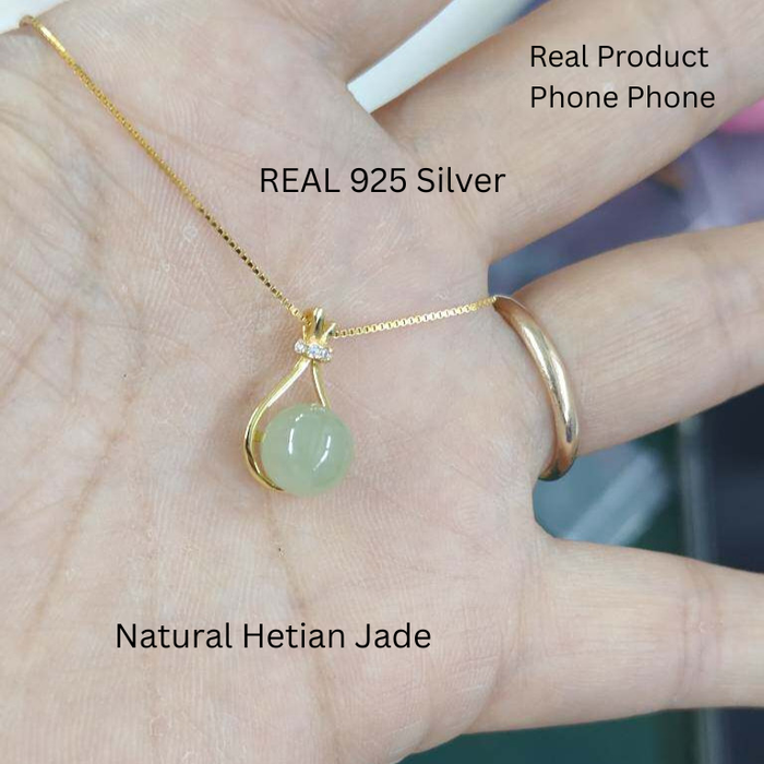 Minimalist Jade Lucky Bag Necklace Close Up Look
