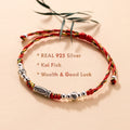 925 Sterling Silver Koi Fish Red String Bracelet – Feng Shui Good Luck Jewelry