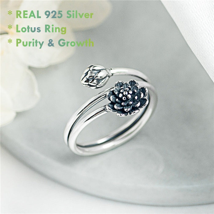 925 sterling silver lotus ring symbolic jewelry for purity and enlightenment