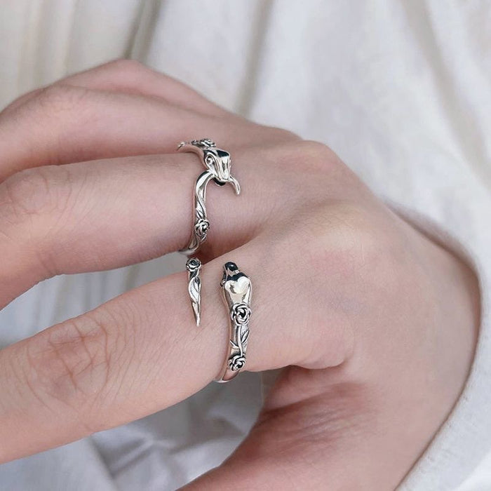 Protection symbol serpent ring 925 sterling silver jewelry