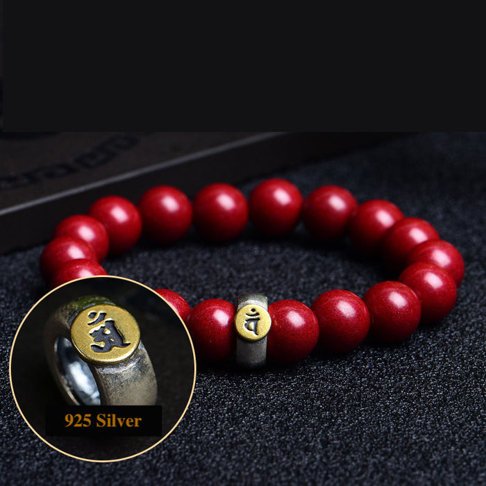 zodiac sign protection bracelet cinnabar & silver charm