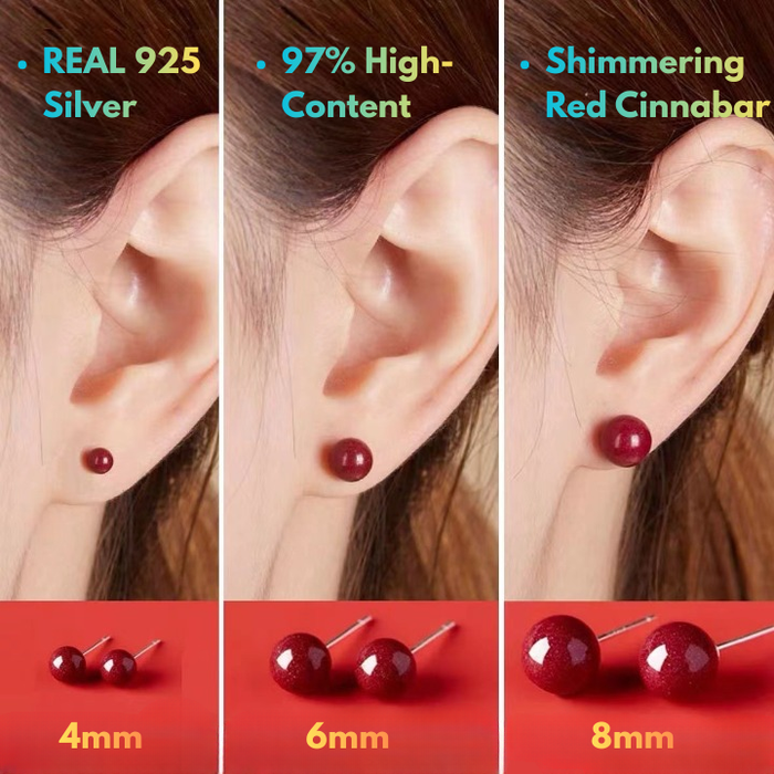 97% high-content red cinnabar stud earrings