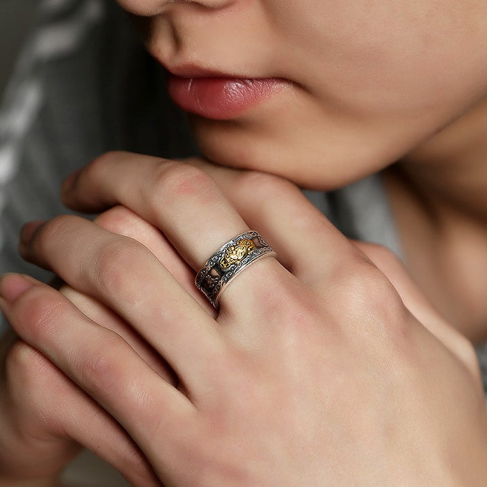 99 Sterling Silver Pixiu Feng Shui Ring – Wealth & Protection Amulet