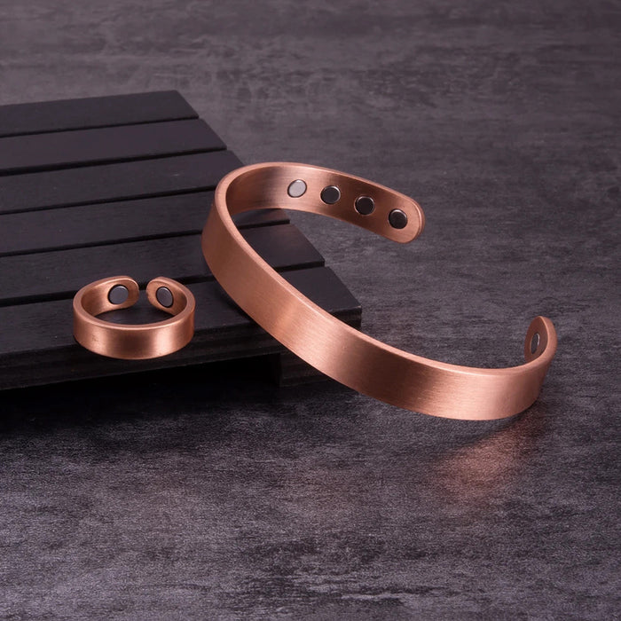 99.99% copper magnetic bangle and ring set men women