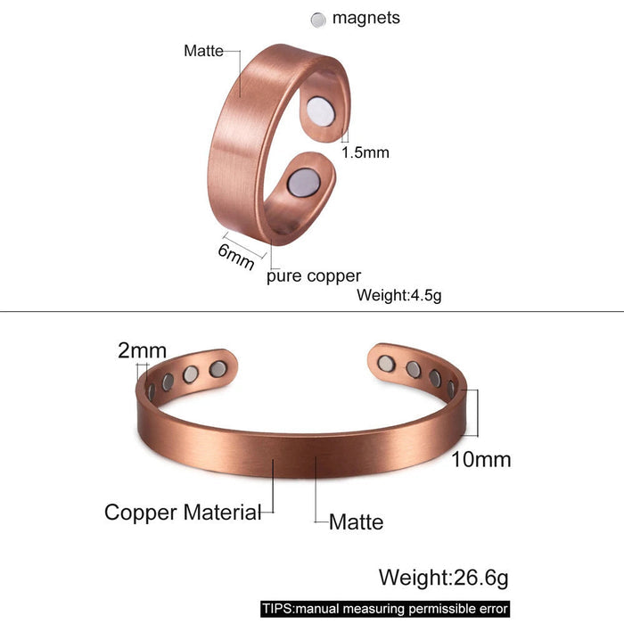 gift copper magnetic bracelet ring set wellness style