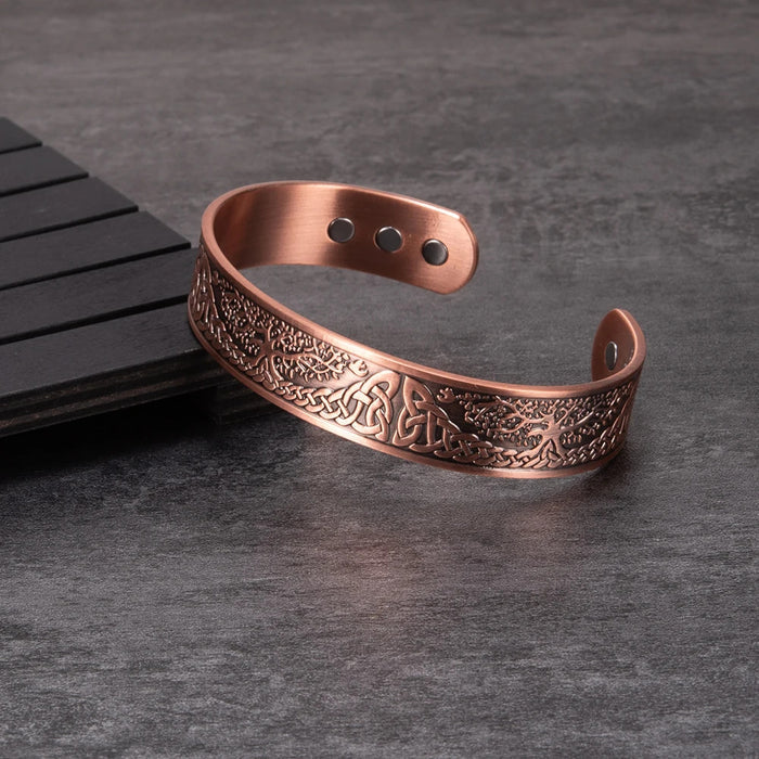 pure copper magnetic therapy bangle tree of life design