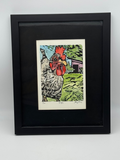 Original Linocut Print - Judgy (Chicken)