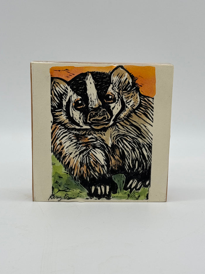 Original Linocut Print, Handpainted - Animals on Birch Wood Blocks