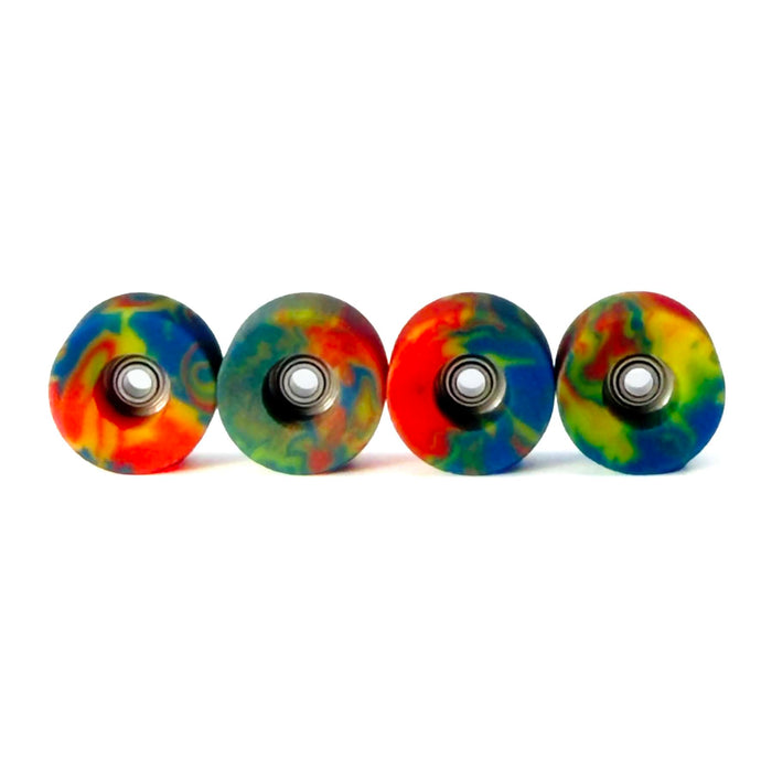 Teak Tuning Apex Fingerboard Wheels - Cruiser Bowl 61D Urethane - ABEC-9 Stealth - "Tie Dye Swirl"