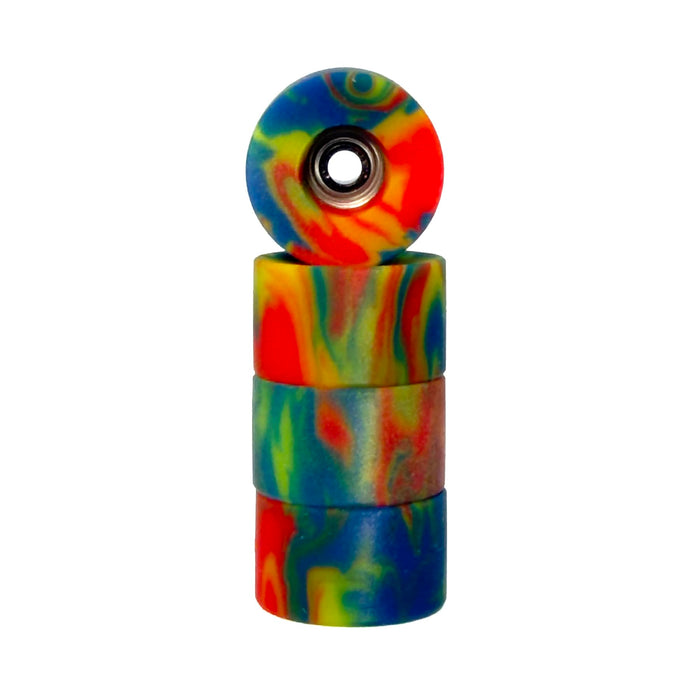 Teak Tuning Apex Fingerboard Wheels - Cruiser Bowl 61D Urethane - ABEC-9 Stealth - "Tie Dye Swirl"