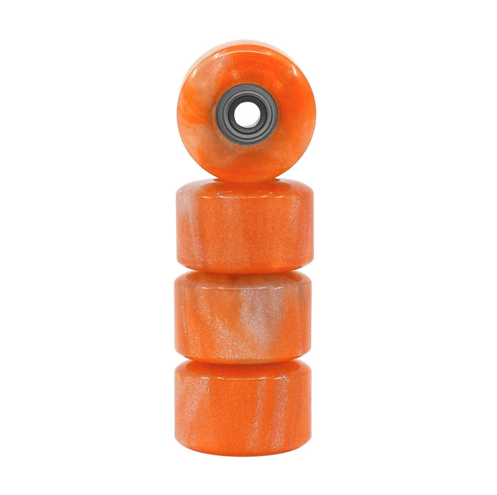 Teak Tuning Apex Urethane Fingerboard Wheels, New Street Style, Geode Series - ABEC-9 Stealth Bearings - 77D - Citrine Swirl Colorway