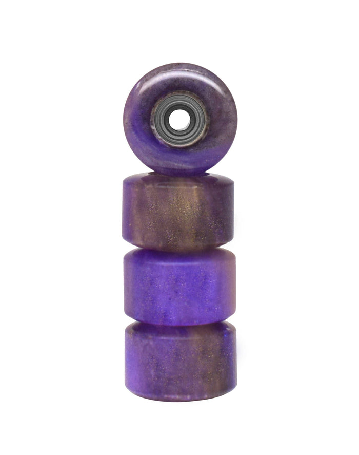 Teak Tuning Apex Urethane Fingerboard Wheels, New Street Style, Geode Series - ABEC-9 Stealth Bearings - 77D - Grape Agate Swirl Colorway