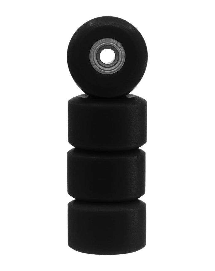 Teak Tuning Apex 65D All Terrain Polymer (ATP) Fingerboard Wheels, New Street Shape - Premium ABEC-9 Stealth Bearings - Pitch Black Colorway - Set of 4
