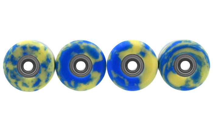 Teak Tuning *LIMITED RUN* Apex 65D All Terrain Polymer (ATP) Fingerboard Wheels, New Street Shape - Digital Swirls, Limited Series - Premium ABEC-9 Stealth Bearings - Sundaze Swirls Colorway - Set of 9