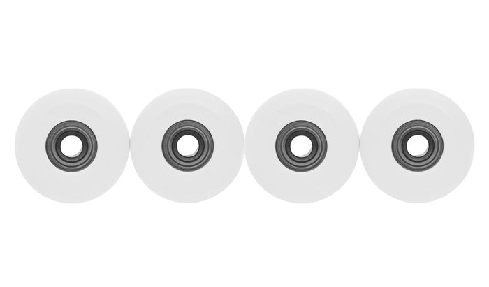 Teak Tuning Apex 65D All Terrain Polymer (ATP) Fingerboard Wheels, New Street Shape - Premium ABEC-9 Stealth Bearings - White Snow Colorway - Set of 4