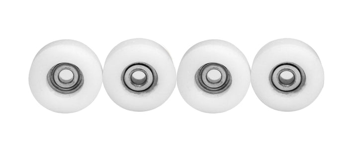 Teak Tuning Apex 71D Urethane Fingerboard Wheels, New Street Shape, Ultra Spin Bearings - White Blue Glow Colorway - Set of 4