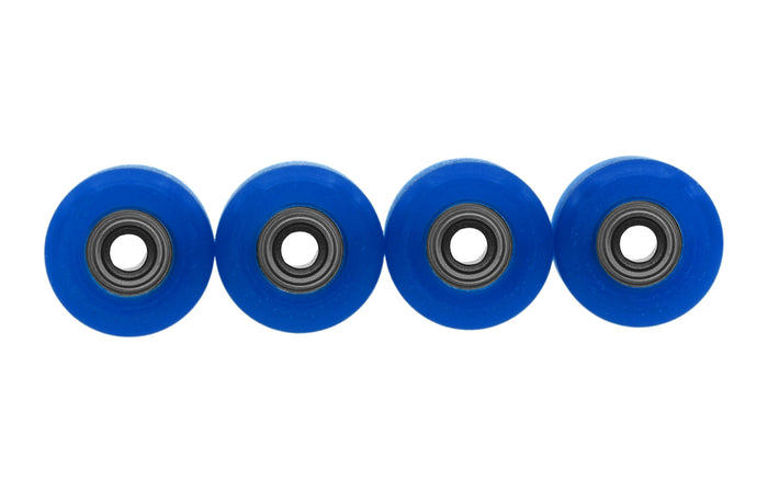 Teak Tuning Apex 71D Urethane Fingerboard Wheels, Mini "Shorty" Shape, Premium ABEC-9 Stealth Bearings - Cobalt Blue Colorway - Set of 4