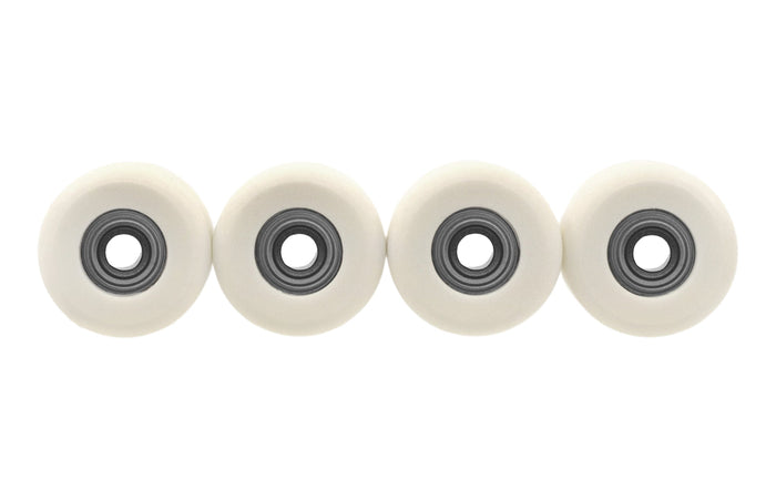 Teak Tuning Apex 71D Urethane Fingerboard Wheels, Mini "Shorty" Shape, Premium ABEC-9 Stealth Bearings - Cream Colorway - Set of 4