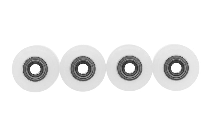 Teak Tuning Apex 85D Performance Plastic Fingerboard Wheels, Mini "Shorty" Shape - Premium ABEC-9 Stealth Bearings - Ice Colorway - Set of 4