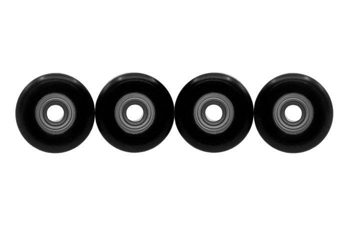 Teak Tuning Apex 85D Performance Plastic Fingerboard Wheels, Mini "Shorty" Shape - Premium ABEC-9 Stealth Bearings - Black Ice Colorway - Set of 4