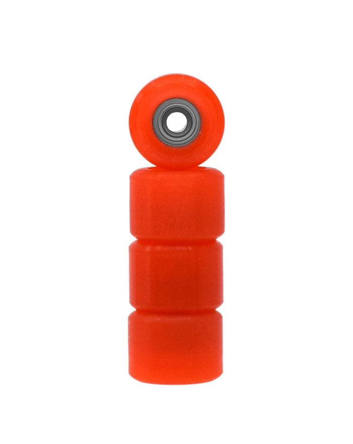 Teak Tuning Apex 71D Urethane Fingerboard Wheels, Mini "Shorty" Shape, Premium ABEC-9 Stealth Bearings - Lava Orange Colorway - Set of 4
