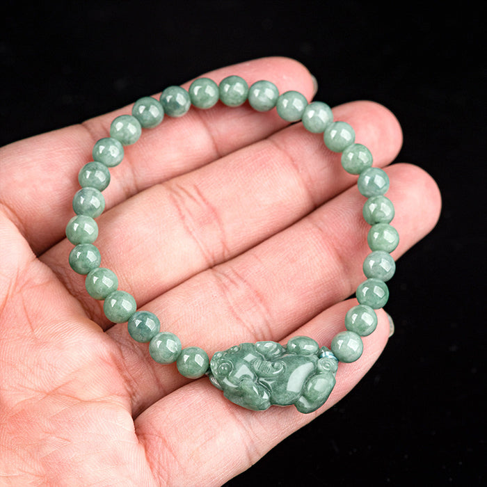 Handcrafted Grade A Jade Beads Bracelet Green Jadeite Jewelry