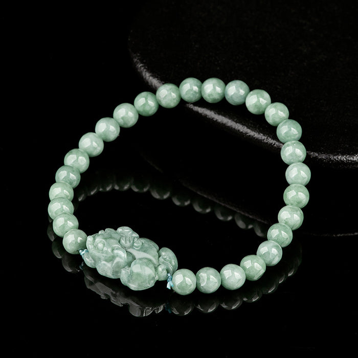 Authentic Natural Jade Bracelet with Pixiu Symbol