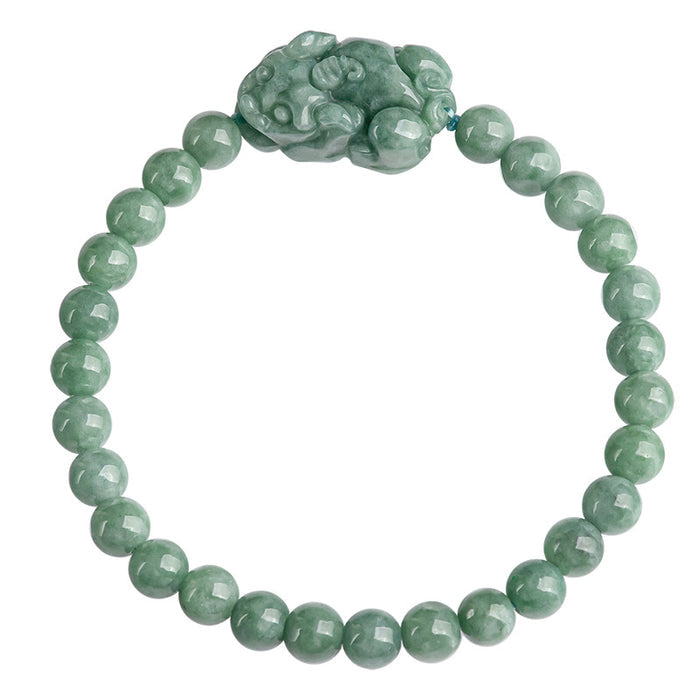 Handcrafted Grade A Jade Beads Bracelet Green Jadeite Jewelry