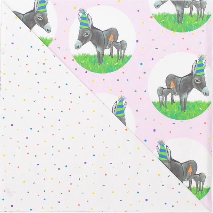 Birthday Donkey & Confetti • Double - sided Eco Wrapping Paper - The Regal Find