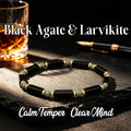 Black Agate and Larvikite Bracelet for Men