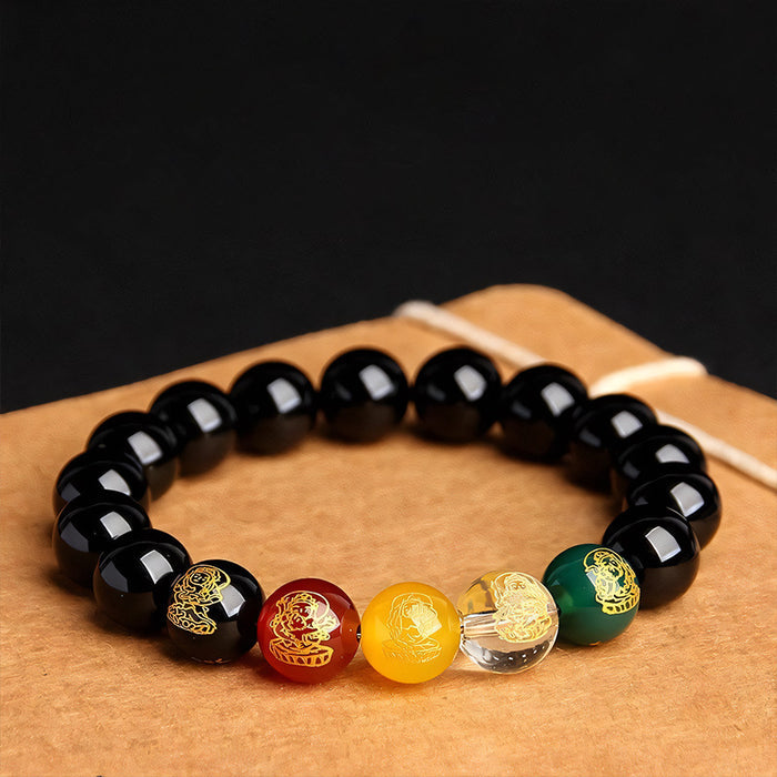 Feng shui black obsidian wealth bracelet for men and women