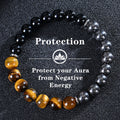 Black Obsidian Tiger Eye Hematite Bracelet for Men - Triple Protection Bracelet