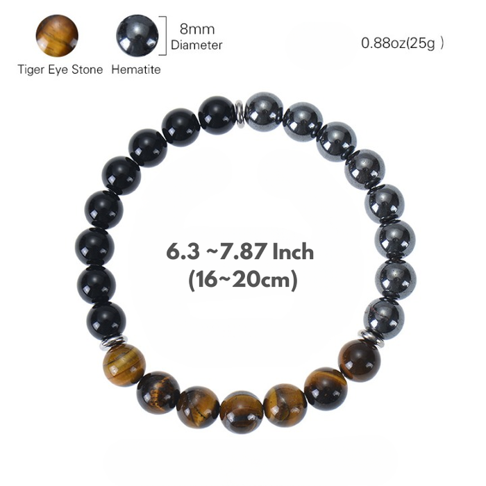 8mm natural gemstone bracelet for men with stretch cord