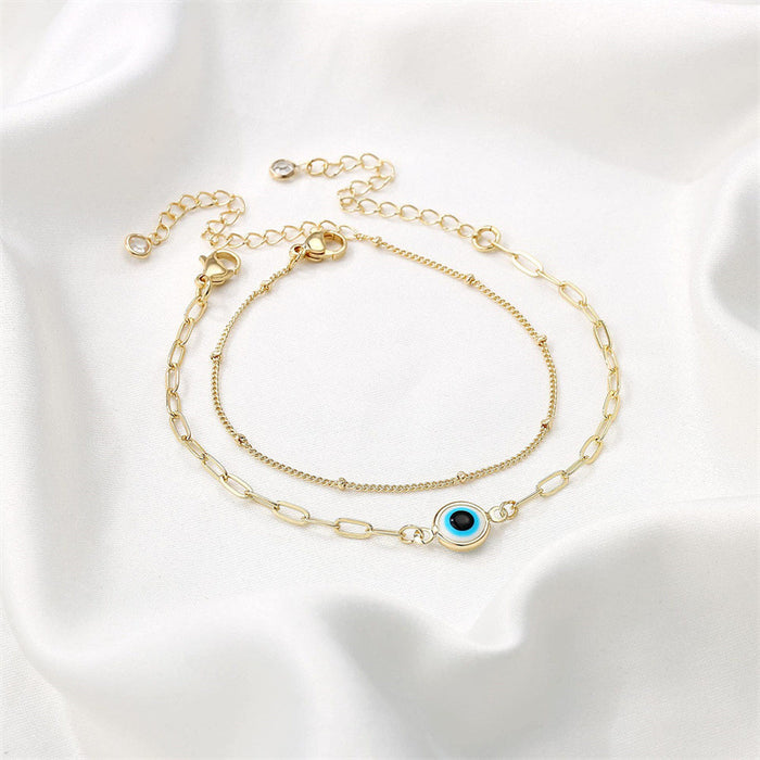 adjustable blue evil eye bracelet for women 17cm plus 5cm extension