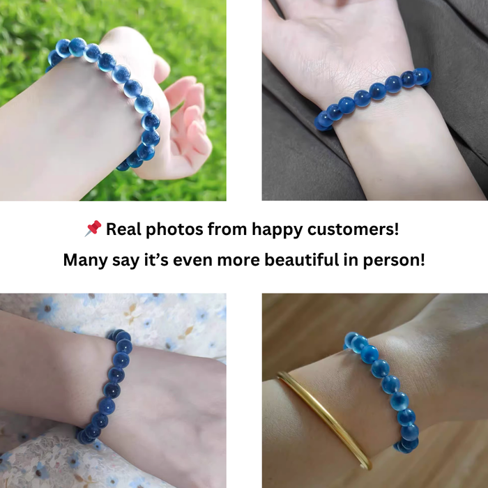 natural blue agate beads bracelet emotional healing blue heart agate